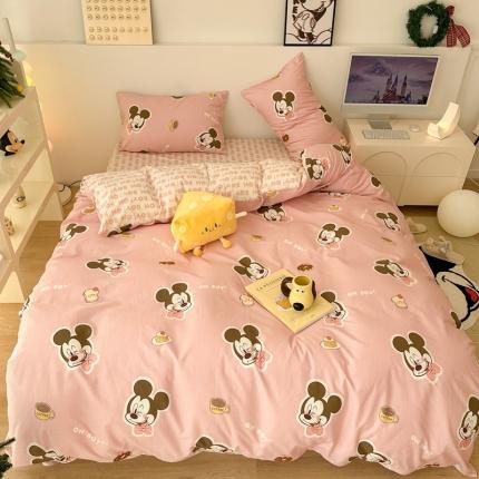 昔可家纺 2023新款迪士尼系列全棉四件套 蛋糕米奇粉