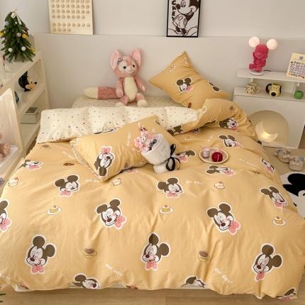 昔可家纺 2023新款迪士尼系列全棉四件套 蛋糕米奇黄