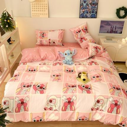 昔可家纺 2023新款迪士尼系列全棉四件套 粉色史迪仔