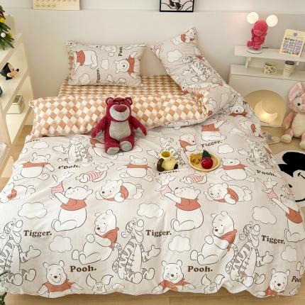 昔可家纺 2023新款迪士尼系列全棉四件套 红衣服维尼