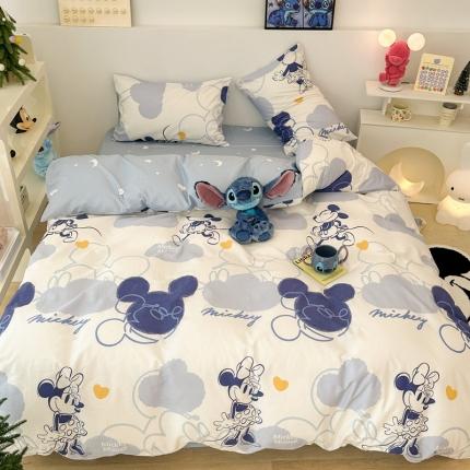 昔可家纺 2023新款迪士尼系列全棉四件套 蓝色晕染米奇