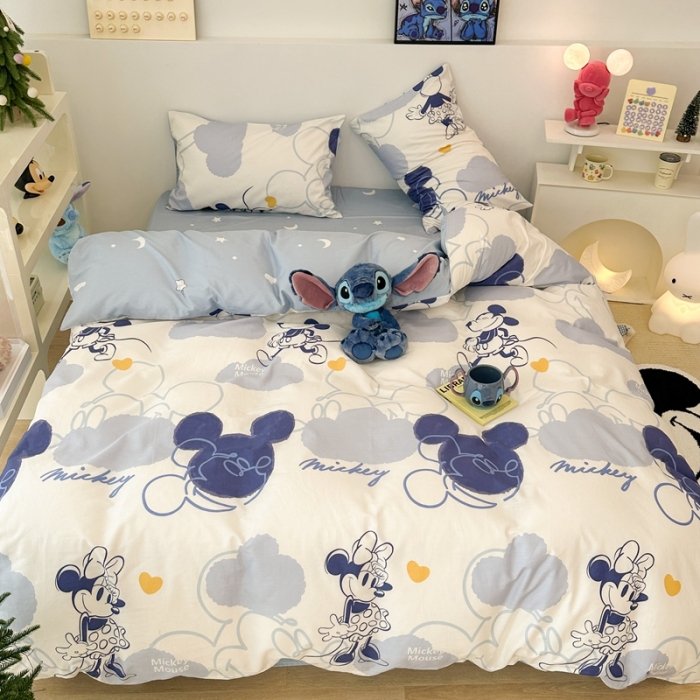 91家纺网 家纺一手货源 找家纺 昔可家纺 2023新款迪士尼系列全棉四件套 蓝色晕染米奇