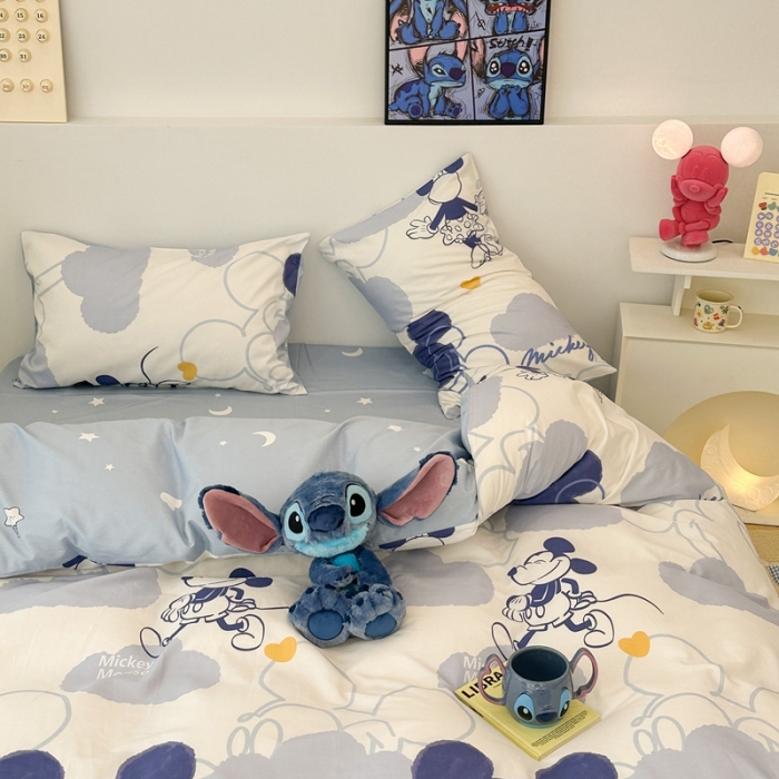 91家纺网 家纺一手货源 找家纺 昔可家纺 2023新款迪士尼系列全棉四件套 蓝色晕染米奇
