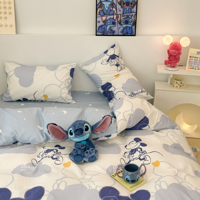 91家纺网 家纺一手货源 找家纺 昔可家纺 2023新款迪士尼系列全棉四件套 蓝色晕染米奇