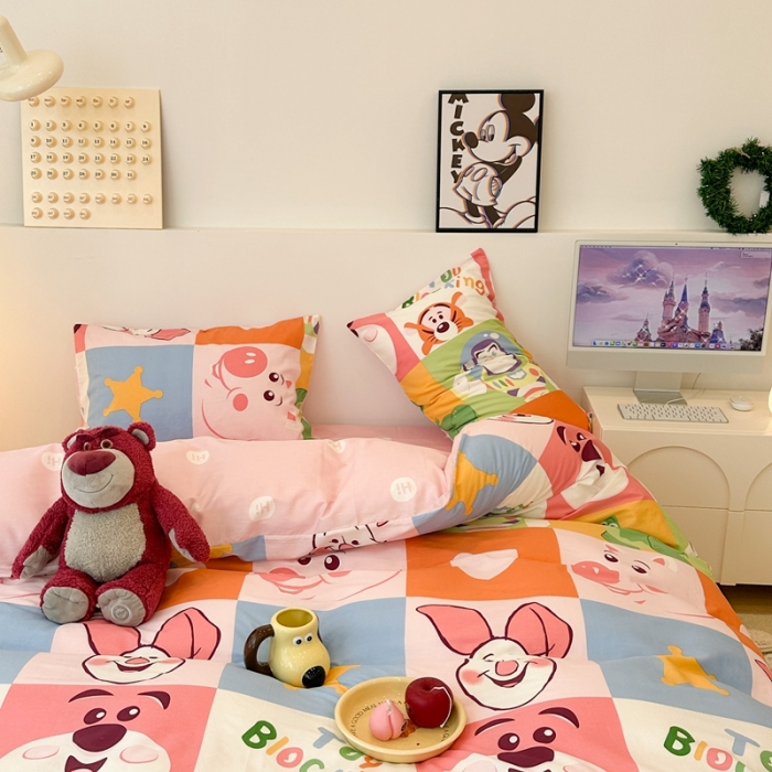 91家纺网 家纺一手货源 找家纺 昔可家纺 2023新款迪士尼系列全棉四件套 乐园连连看