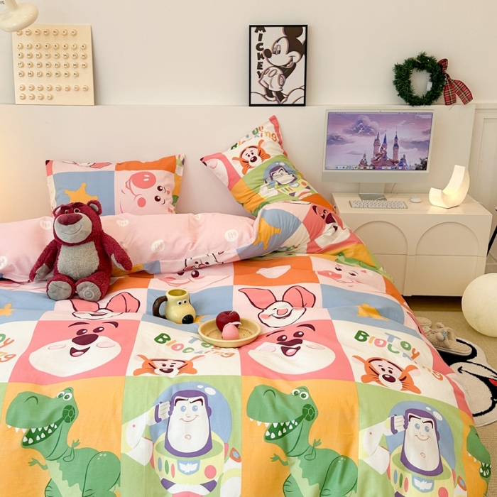 91家纺网 家纺一手货源 找家纺 昔可家纺 2023新款迪士尼系列全棉四件套 乐园连连看