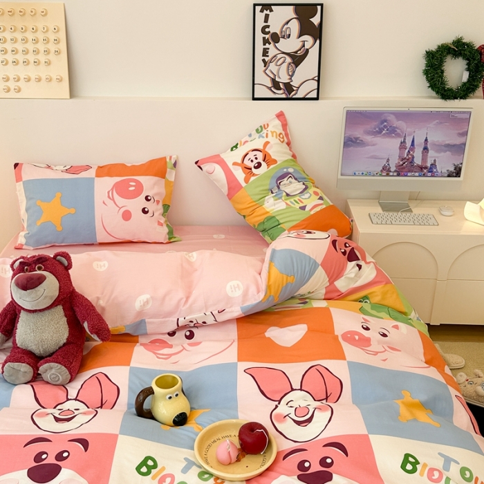 91家纺网 家纺一手货源 找家纺 昔可家纺 2023新款迪士尼系列全棉四件套 乐园连连看