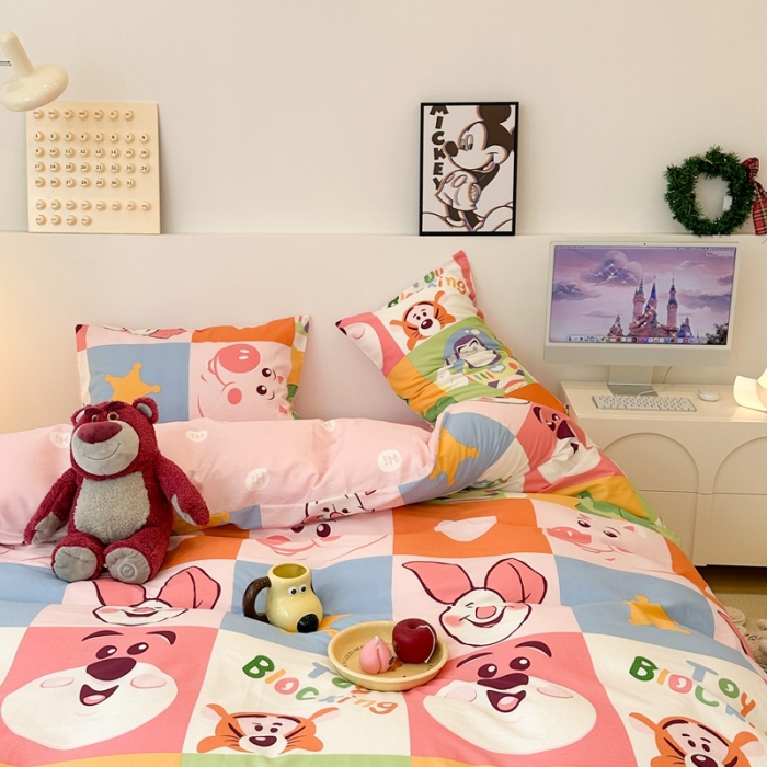 91家纺网 家纺一手货源 找家纺 昔可家纺 2023新款迪士尼系列全棉四件套 乐园连连看