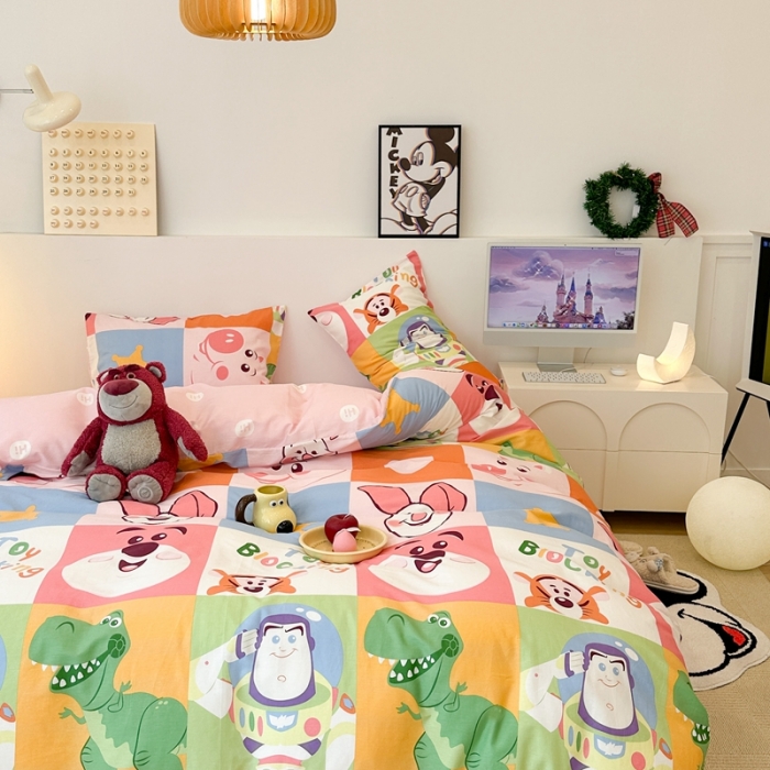 91家纺网 家纺一手货源 找家纺 昔可家纺 2023新款迪士尼系列全棉四件套 乐园连连看