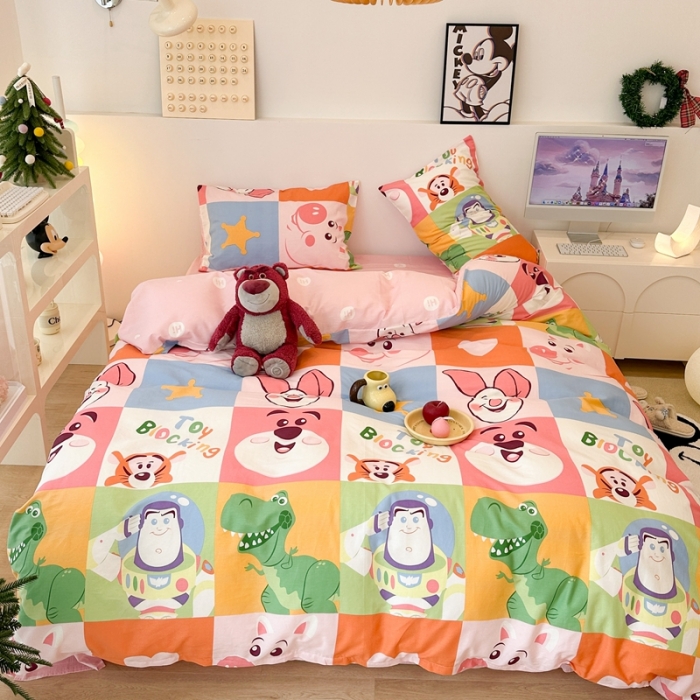 91家纺网 家纺一手货源 找家纺 昔可家纺 2023新款迪士尼系列全棉四件套 乐园连连看