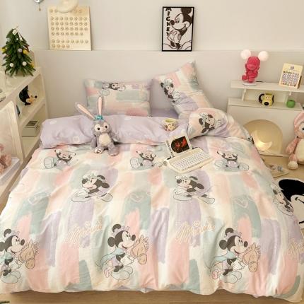 昔可家纺 2023新款迪士尼系列全棉四件套 马卡龙底米奇