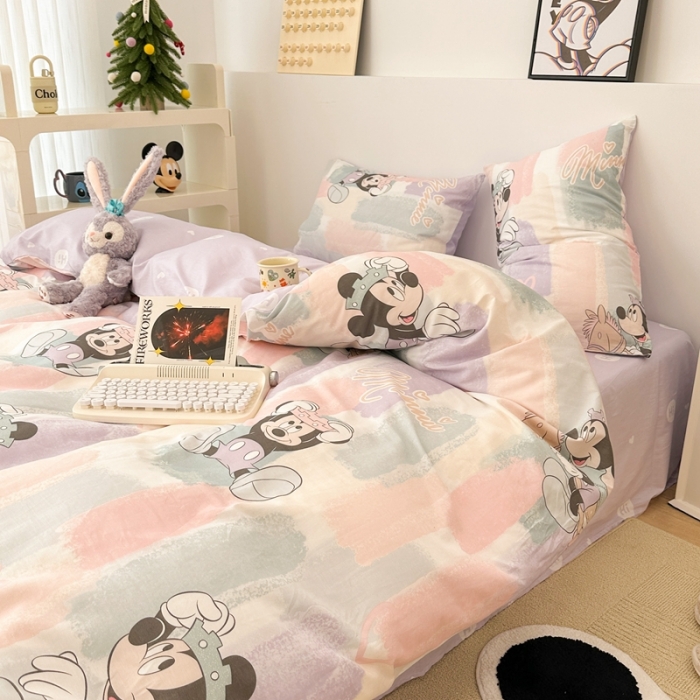 91家纺网 家纺一手货源 找家纺 昔可家纺 2023新款迪士尼系列全棉四件套 马卡龙底米奇