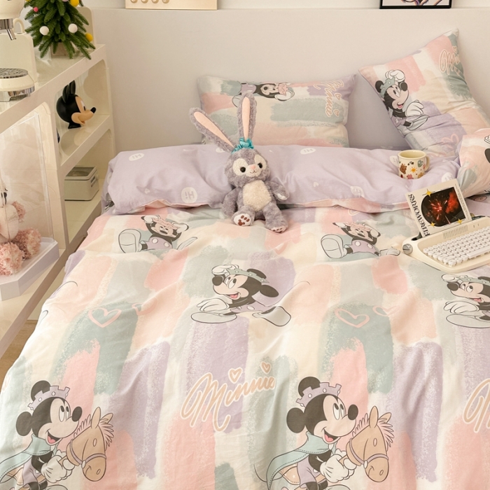 91家纺网 家纺一手货源 找家纺 昔可家纺 2023新款迪士尼系列全棉四件套 马卡龙底米奇