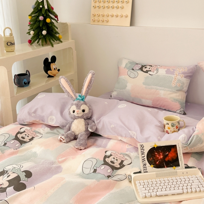 91家纺网 家纺一手货源 找家纺 昔可家纺 2023新款迪士尼系列全棉四件套 马卡龙底米奇