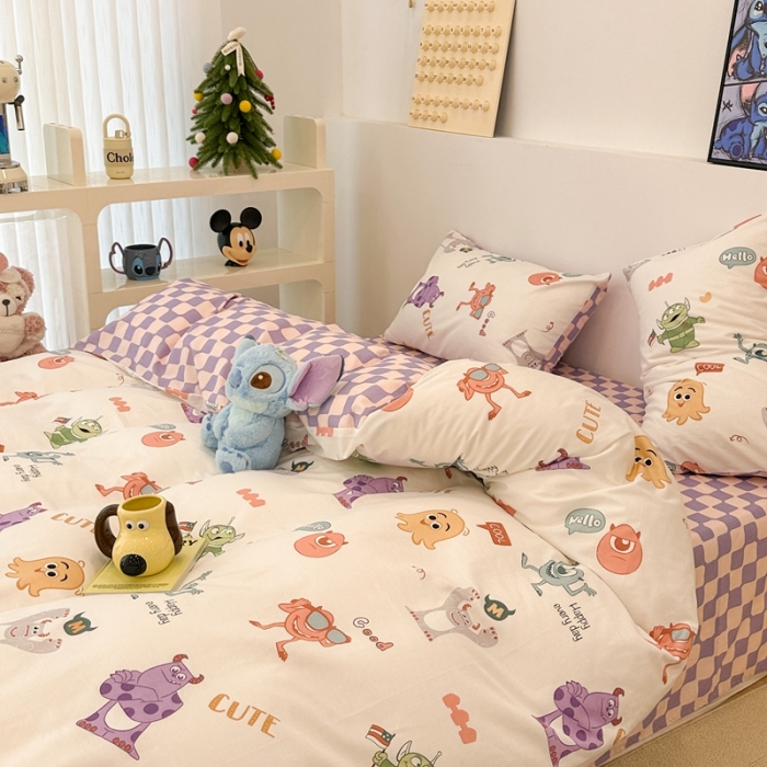 91家纺网 家纺一手货源 找家纺 昔可家纺 2023新款迪士尼系列全棉四件套 小小怪兽