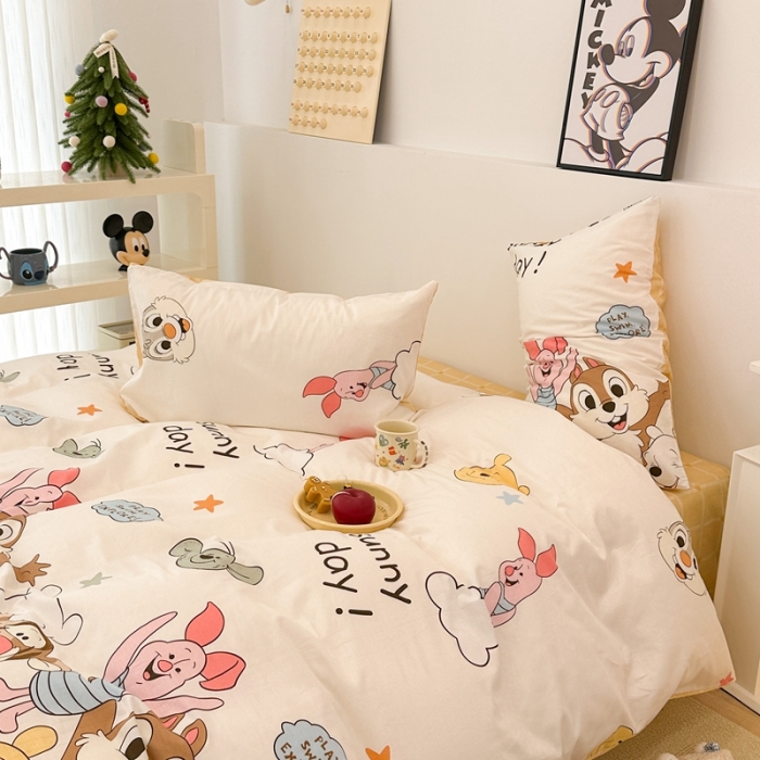 91家纺网 家纺一手货源 找家纺 昔可家纺 2023新款迪士尼系列全棉四件套 友友聚会