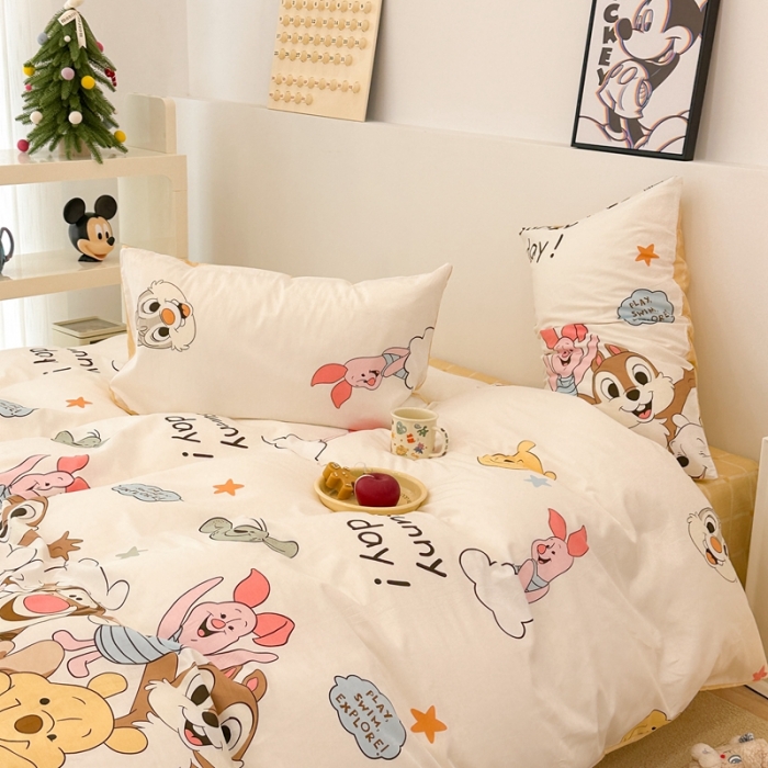 91家纺网 家纺一手货源 找家纺 昔可家纺 2023新款迪士尼系列全棉四件套 友友聚会
