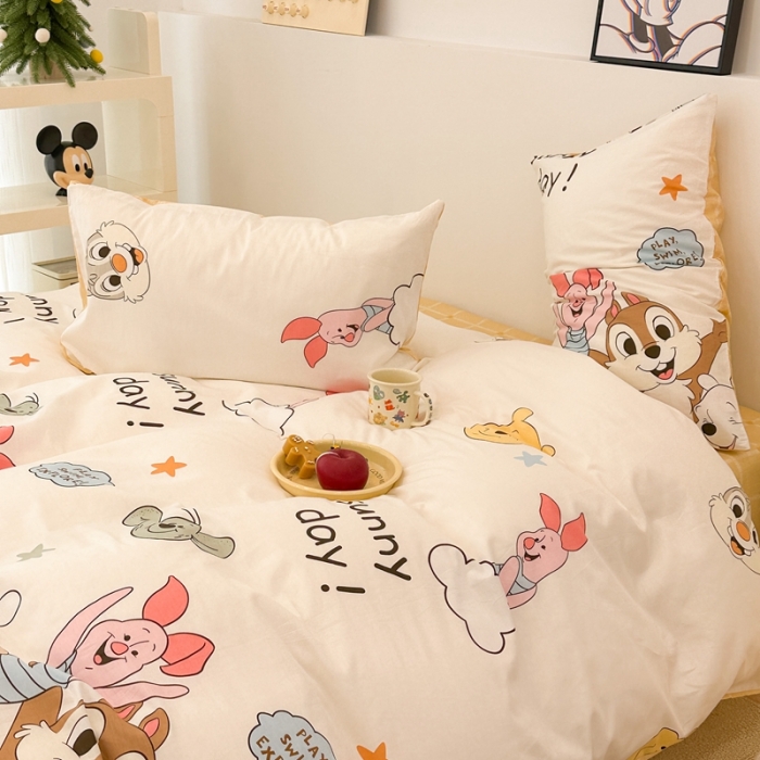 91家纺网 家纺一手货源 找家纺 昔可家纺 2023新款迪士尼系列全棉四件套 友友聚会