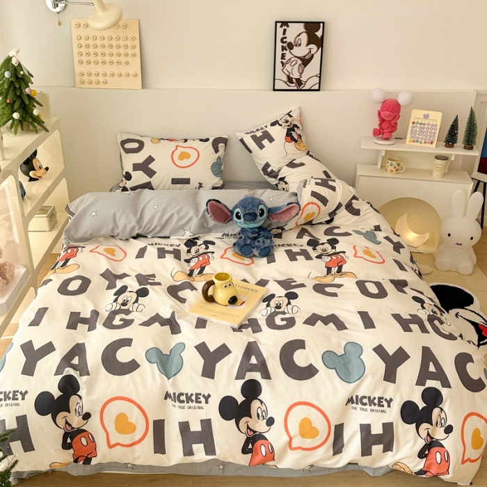 91家纺网 家纺一手货源 找家纺 昔可家纺 2023新款迪士尼系列全棉四件套 字母酷米奇