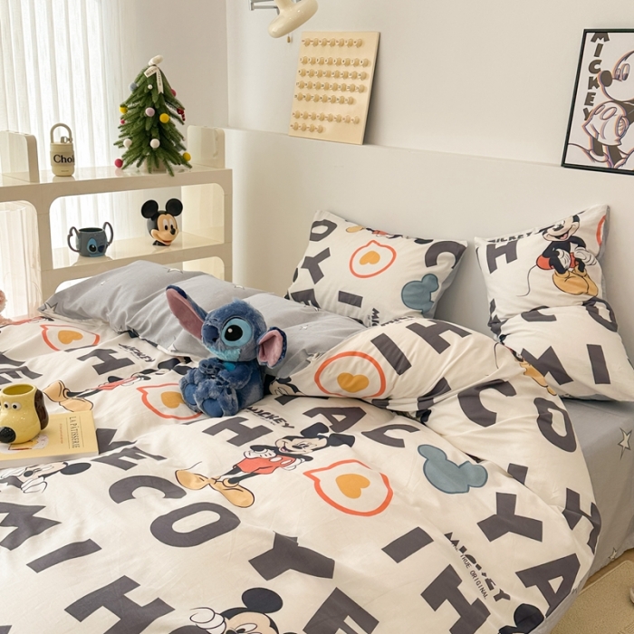 91家纺网 家纺一手货源 找家纺 昔可家纺 2023新款迪士尼系列全棉四件套 字母酷米奇