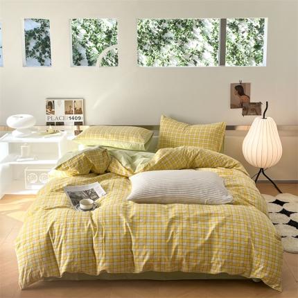 91家纺网 家纺一手货源 找家纺 （总）蓝巢 2023新款全棉色织水洗棉四件套