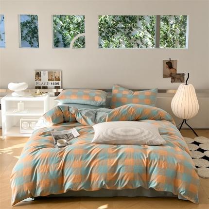 91家纺网 家纺一手货源 找家纺 （总）蓝巢 2023新款全棉色织水洗棉四件套