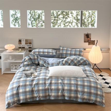 91家纺网 家纺一手货源 找家纺 （总）蓝巢 2023新款全棉色织水洗棉四件套