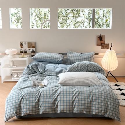 91家纺网 家纺一手货源 找家纺 （总）蓝巢 2023新款全棉色织水洗棉四件套