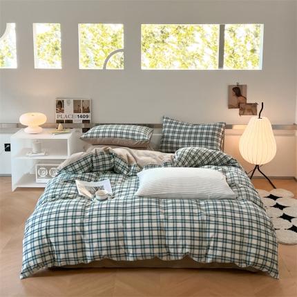 91家纺网 家纺一手货源 找家纺 （总）蓝巢 2023新款全棉色织水洗棉四件套