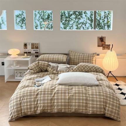 91家纺网 家纺一手货源 找家纺 （总）蓝巢 2023新款全棉色织水洗棉四件套