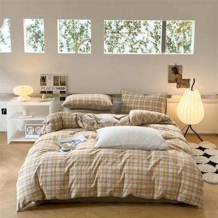 91家纺网 家纺一手货源 找家纺 （总）蓝巢 2023新款全棉色织水洗棉四件套