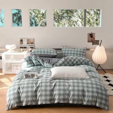 91家纺网 家纺一手货源 找家纺 （总）蓝巢 2023新款全棉色织水洗棉四件套