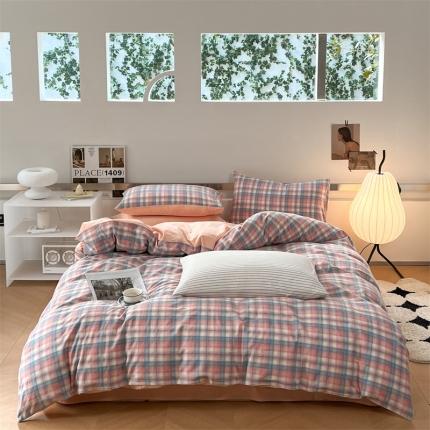 91家纺网 家纺一手货源 找家纺 （总）蓝巢 2023新款全棉色织水洗棉四件套