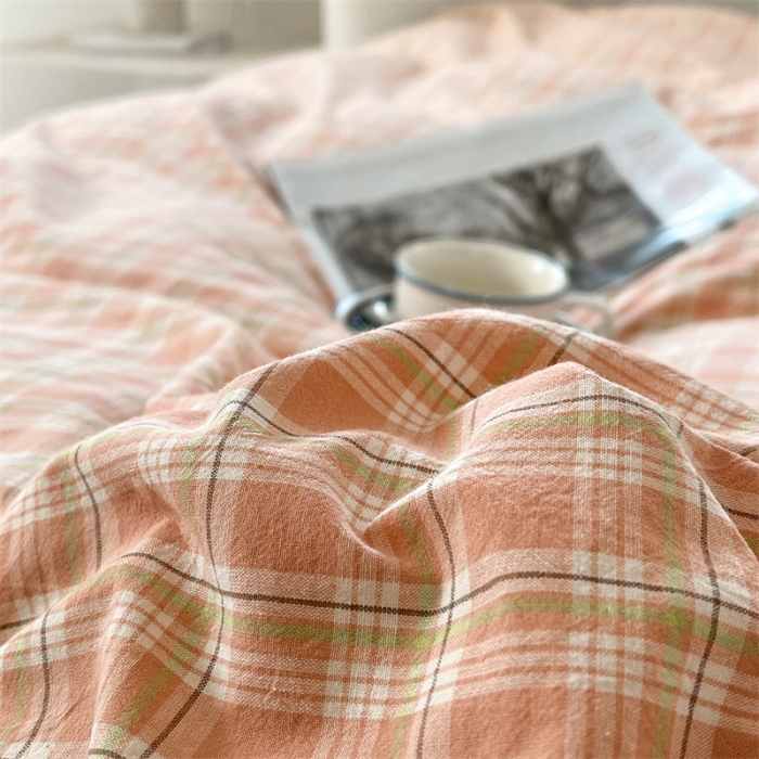 91家纺网 家纺一手货源 找家纺 蓝巢 2023新款全棉色织水洗棉四件套 乔治粉