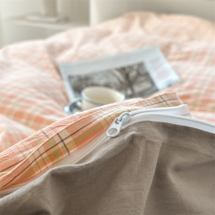 91家纺网 家纺一手货源 找家纺 蓝巢 2023新款全棉色织水洗棉四件套 乔治粉