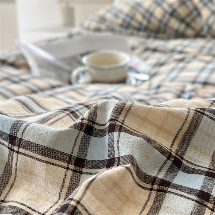 91家纺网 家纺一手货源 找家纺 蓝巢 2023新款全棉色织水洗棉四件套 瑞贝卡兰