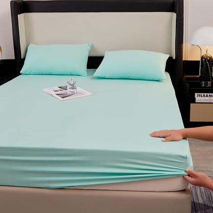 91家纺网 家纺一手货源 找家纺 思诺羽 2024新款亲肤纯色防水床笠(所有尺寸均可定制)   清新绿