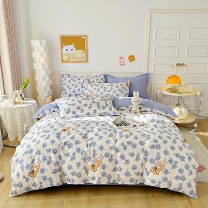 91家纺网 家纺一手货源 找家纺 卡普纯棉全棉四件套13070喷气床单款床笠款三件套 碧玉佳人