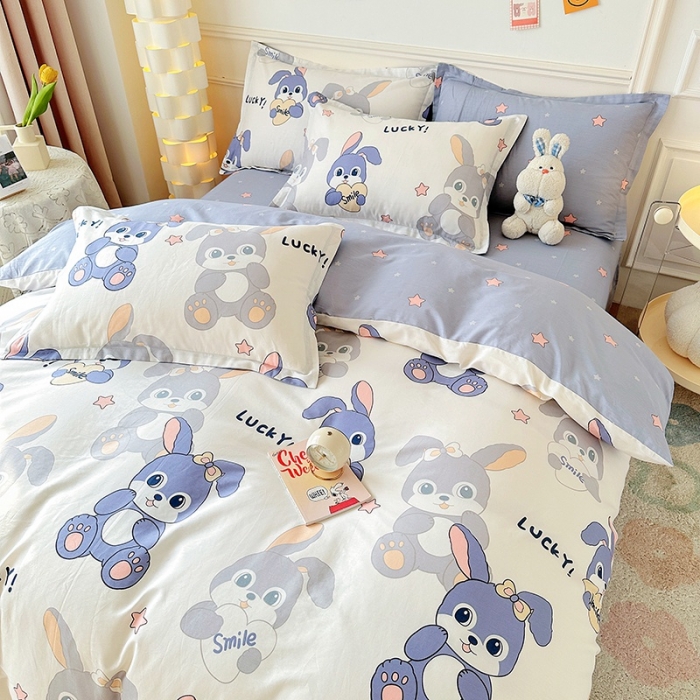 91家纺网 家纺一手货源 找家纺 卡普纯棉全棉四件套13070喷气床单款床笠款三件套 发条兔