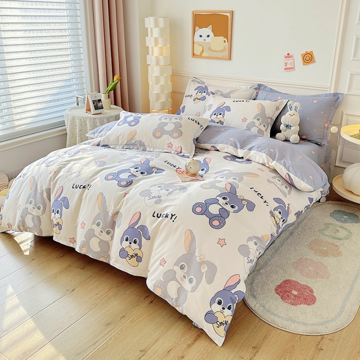 91家纺网 家纺一手货源 找家纺 卡普纯棉全棉四件套13070喷气床单款床笠款三件套 发条兔