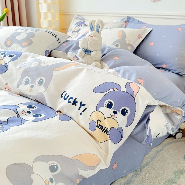 91家纺网 家纺一手货源 找家纺 卡普纯棉全棉四件套13070喷气床单款床笠款三件套 发条兔