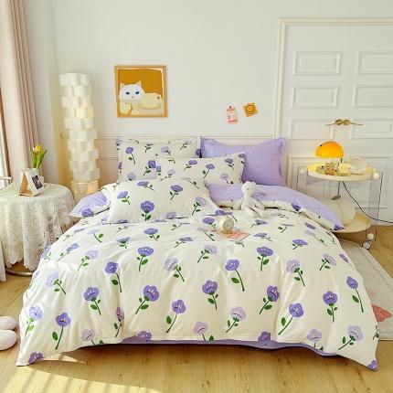 卡普纯棉全棉四件套13070喷气床单款床笠款三件套 韵染青花