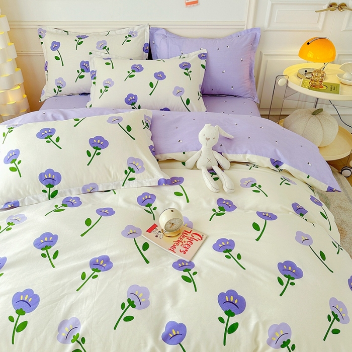 91家纺网 家纺一手货源 找家纺 卡普纯棉全棉四件套13070喷气床单款床笠款三件套 韵染青花