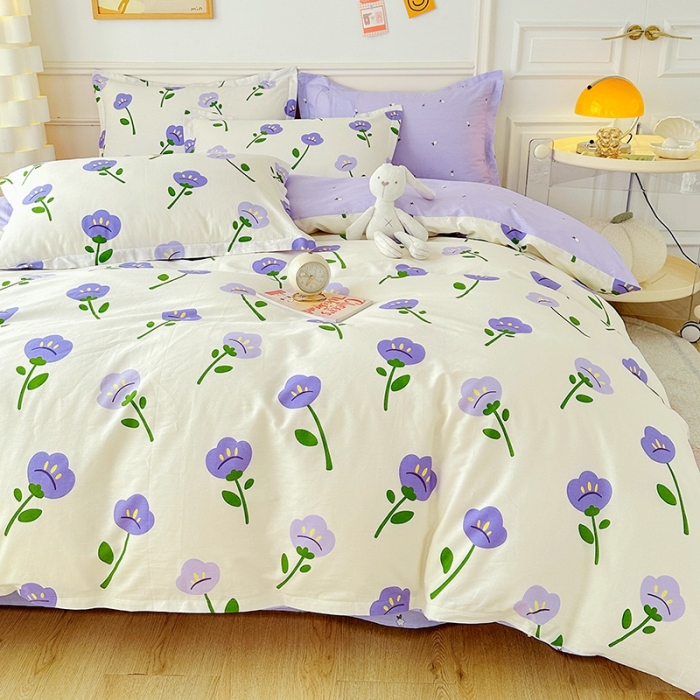 91家纺网 家纺一手货源 找家纺 卡普纯棉全棉四件套13070喷气床单款床笠款三件套 韵染青花