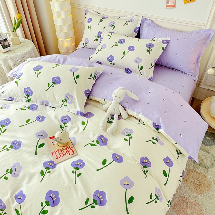 91家纺网 家纺一手货源 找家纺 卡普纯棉全棉四件套13070喷气床单款床笠款三件套 韵染青花