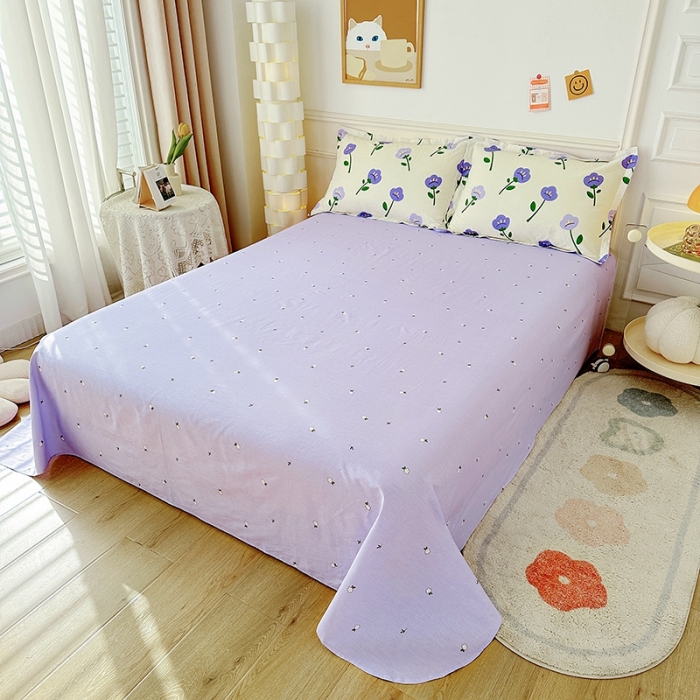 91家纺网 家纺一手货源 找家纺 卡普纯棉全棉四件套13070喷气床单款床笠款三件套 韵染青花