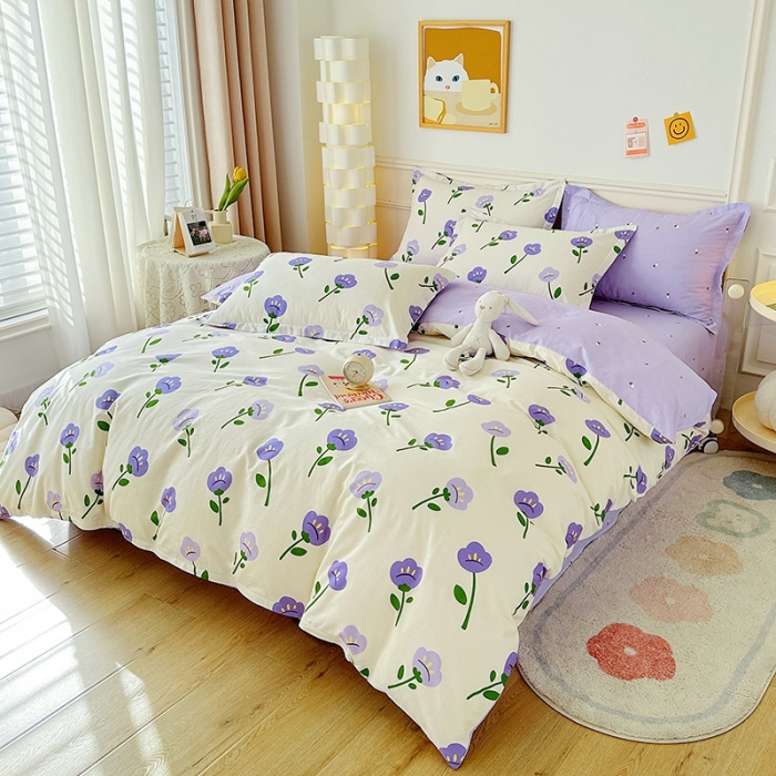 91家纺网 家纺一手货源 找家纺 卡普纯棉全棉四件套13070喷气床单款床笠款三件套 韵染青花