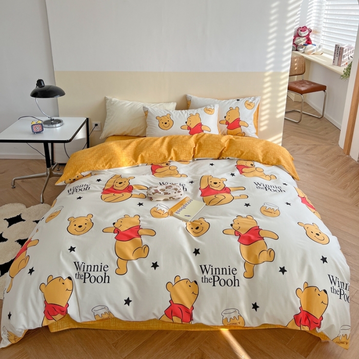 91家纺网 家纺一手货源 找家纺 柚子YOUTH 2023新款40支13372全棉迪士尼系列四件套 欢乐维尼