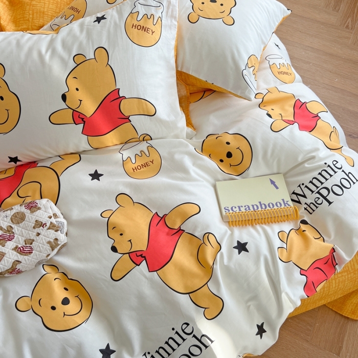 91家纺网 家纺一手货源 找家纺 柚子YOUTH 2023新款40支13372全棉迪士尼系列四件套 欢乐维尼