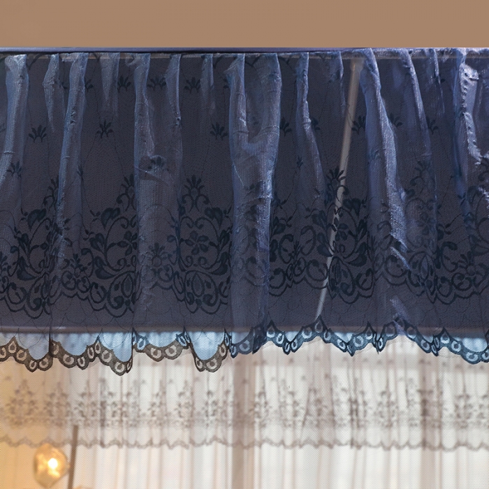 91家纺网 家纺一手货源 找家纺 千逸虹 2024新款防尘坐床回底蚊帐 优梦-藏青